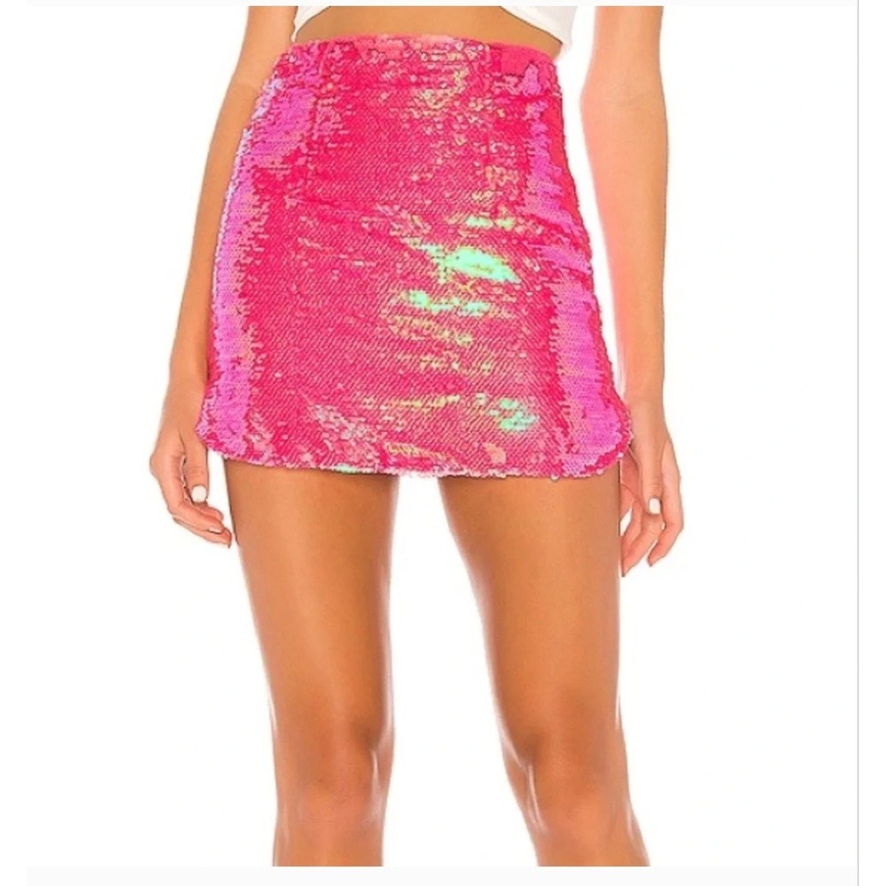 NEW Superdown Sequin Mini Skirt Pink Iridescent Party Festival S